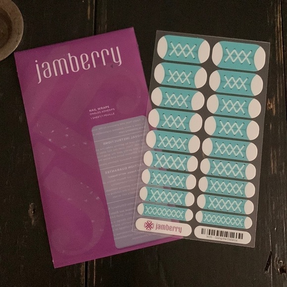 Jamberry Teal and White Sneaker Print Nail Wraps - Going the Distance - Picture 2 of 9